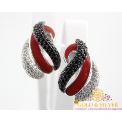 Серебряные серьги серпантин 22 мм * 15 мм 430006а